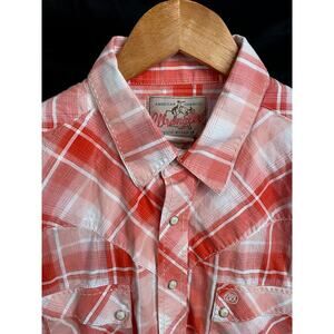 Wrangler Western Plaid Short Sleeve Snap Button Shirt Men’s Large Cotton